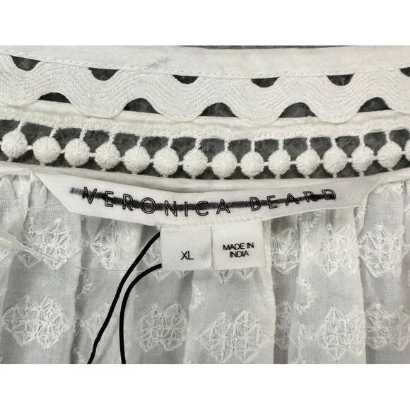 Veronica Beard Womens Mini Dress XL Daeja White Geometric Lace‎ Button Up NEW